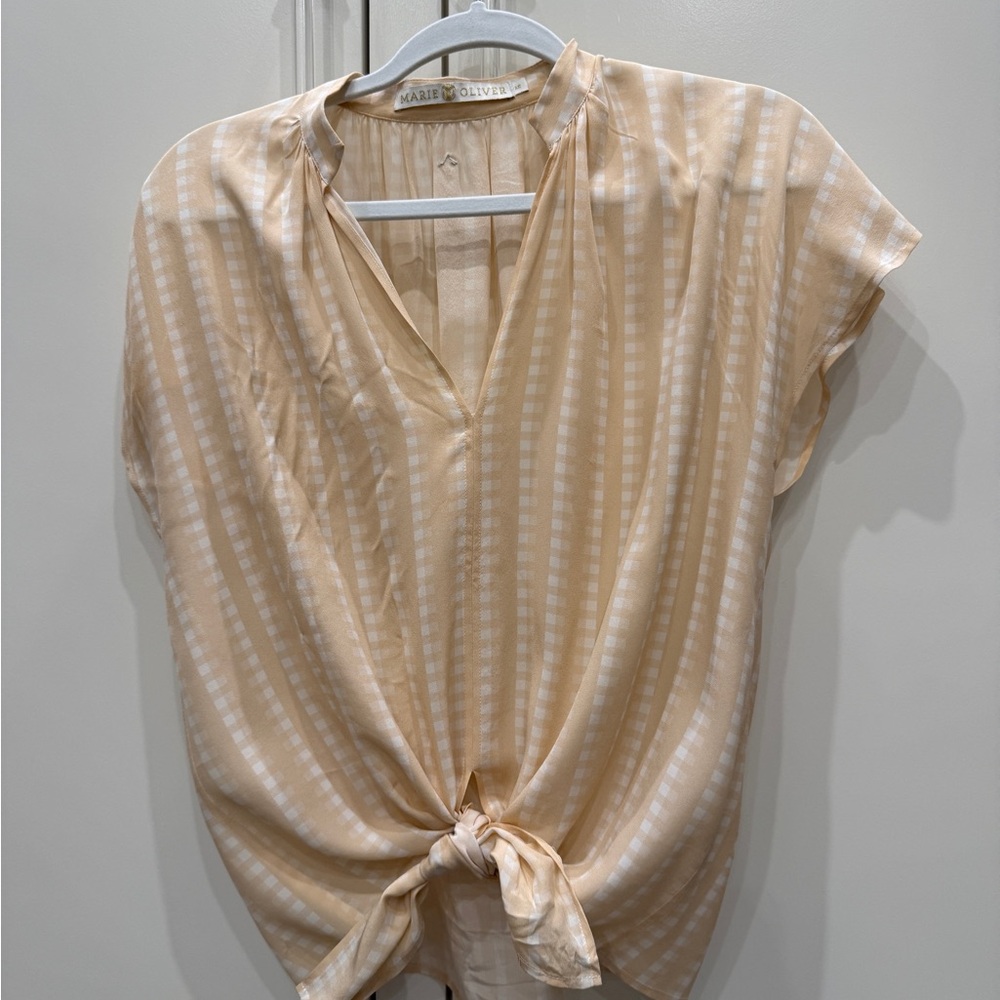 Marie Oliver Beige and White Striped Blouse